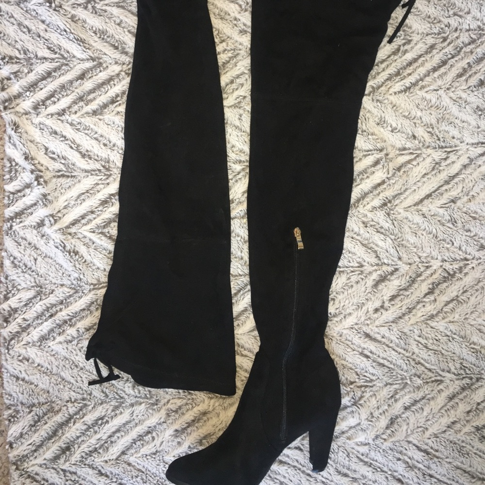 Black thigh high boots